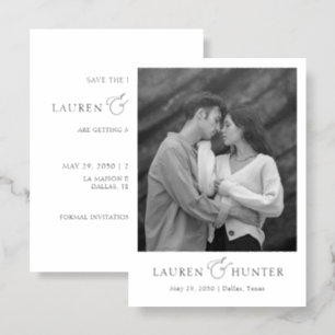 Elegant Simple Photo Wedding Save The Date Letterpress Photo Cards