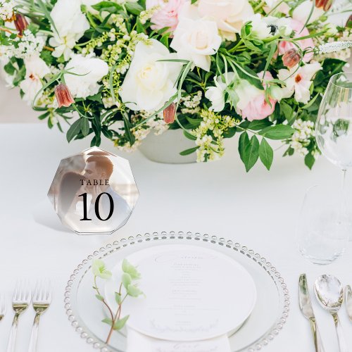 Elegant Simple Photo Wedding Table Number 