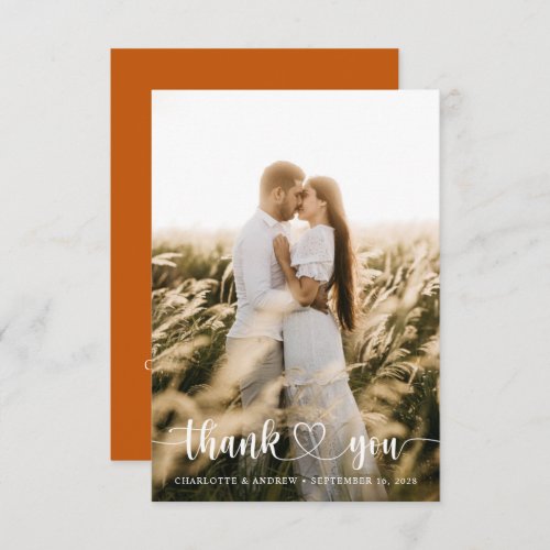 Elegant Simple Photo Wedding Thank You Card