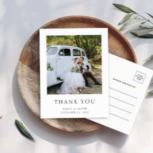 Elegant Simple Photo Wedding Thank You Postcard