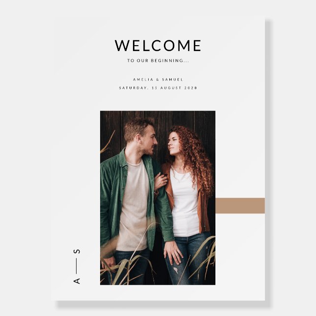 Elegant Simple Photo Wedding Welcome Poster (Front)