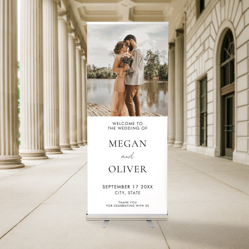 Elegant Simple Photo Wedding Welcome Retractable Banner