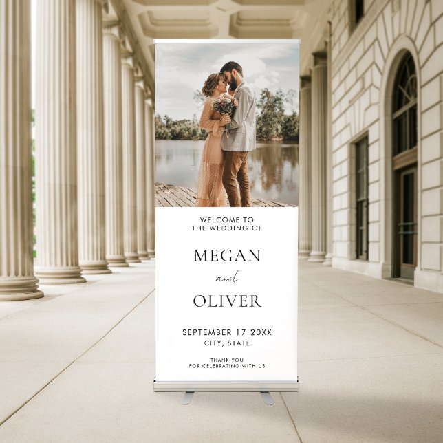 Elegant Simple Photo Wedding Welcome Retractable Banner (Creator Uploaded)