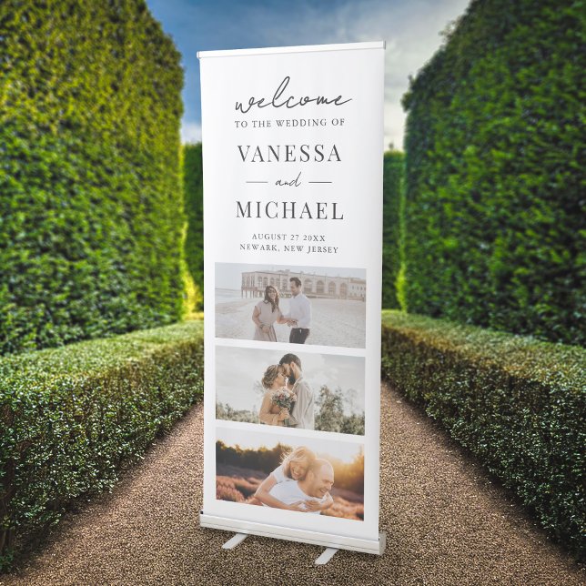 Elegant Simple Photo Wedding Welcome Retractable Banner (Creator Uploaded)