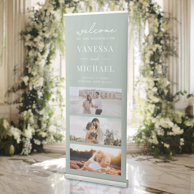 Elegant Simple Photo Wedding Welcome Retractable Banner (Creator Uploaded)