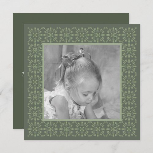 Elegant Simple Photo Winter Green Snowflake Holiday Card