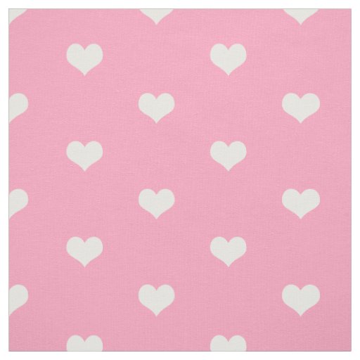 Elegant Simple Pink and White Hearts Pattern Fabric