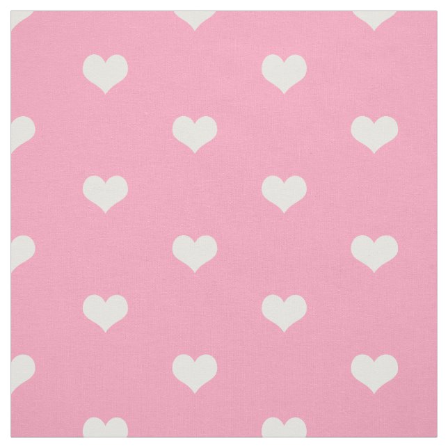 Elegant Simple Pink and White Hearts Pattern Fabric (Swatch)