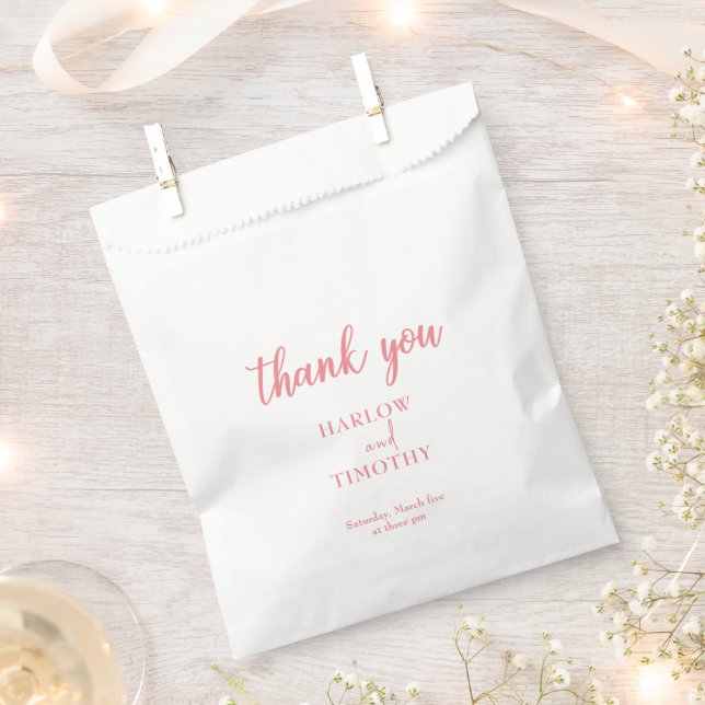 Elegant Simple Pink Blush Wedding Favor Bag (Clipped)