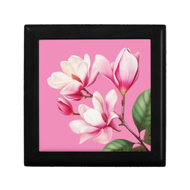 Elegant Simple Pink Flower Floral Art Gift Box (Front)
