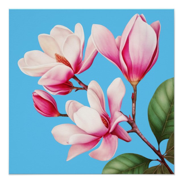 Elegant Simple Pink Flower Floral Art Poster (Front)