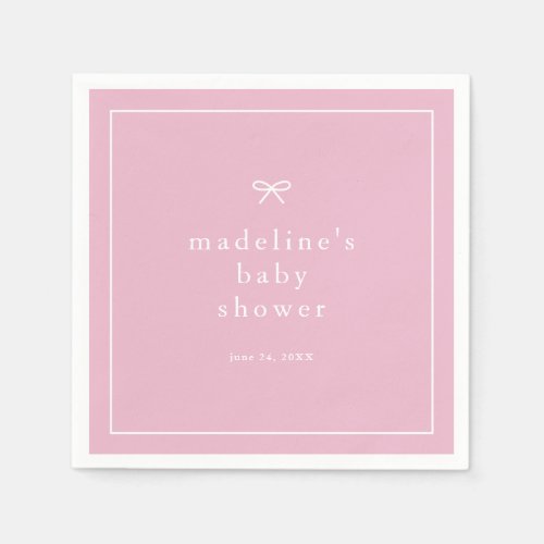 Elegant Simple Pink Girls Baby Shower Napkins
