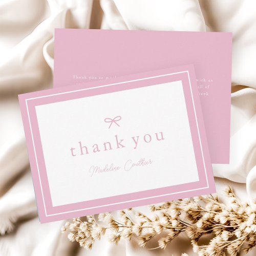 Elegant Simple Pink Girls Baby Shower Thank You Card