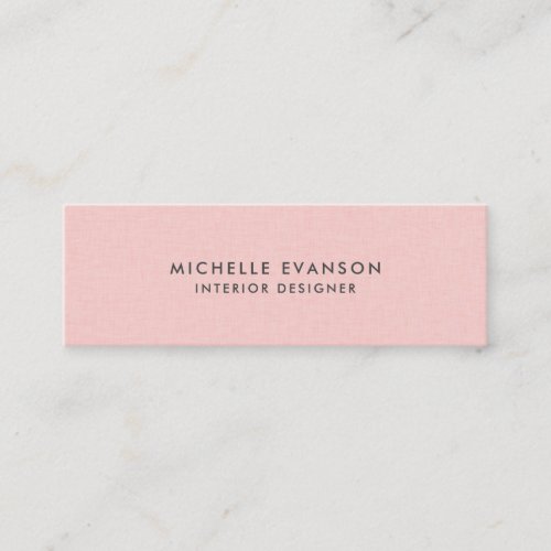 Elegant Simple Pink Linen Professional Mini Business Card