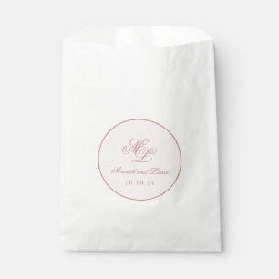 Elegant Simple Pink Monogram Circle Wedding Favor Bag