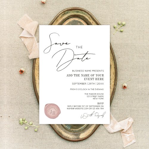 Elegant Simple Pink Wax Stamp Company Gala Dinner Invitation