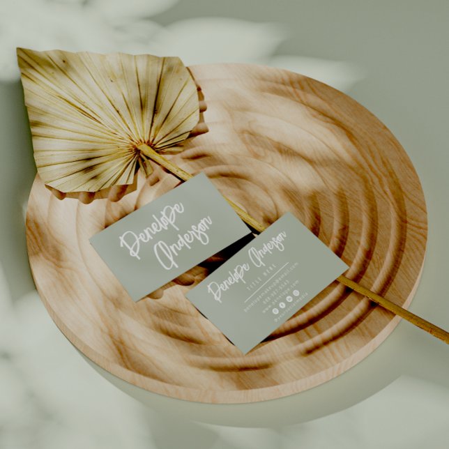 Elegant Simple Pistachio Neutral Boho Chic Modern  Business Card (Creator Uploaded)