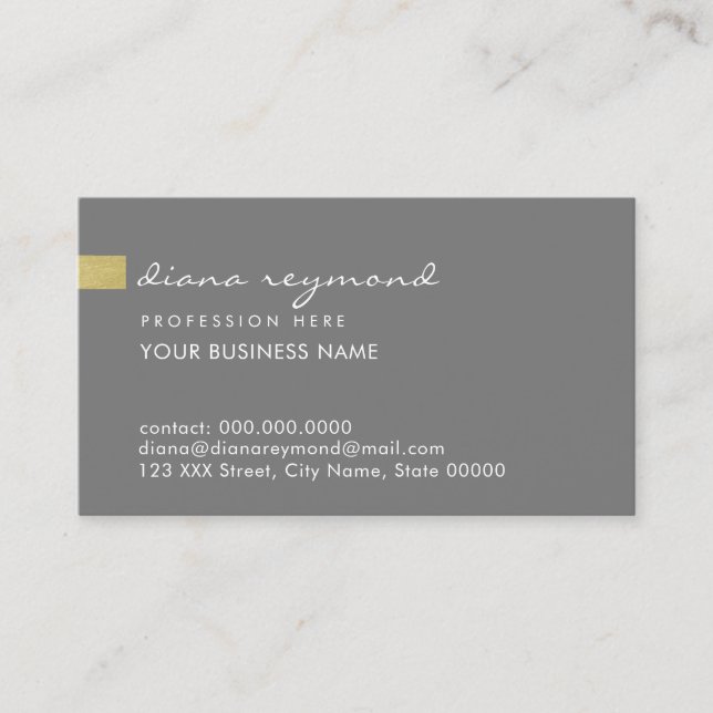 Elegant simple plain basic gray professional business card (Front)