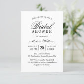 Elegant Simple Plain Black and White Bridal Shower Invitation (Standing Front)