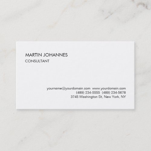 Elegant Simple Plain Black White Business Card
