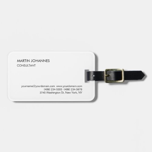 Elegant Simple Plain Black White Luggage Tag