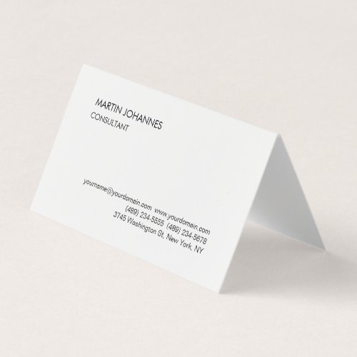 Elegant Simple Plain Black White Personalized Business Card