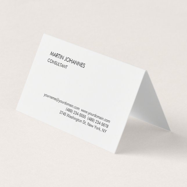 Elegant Simple Plain Black White Personalized Business Card (Front)