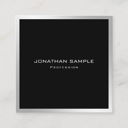 Elegant Simple Plain Modern Silver Professional Square Business Card