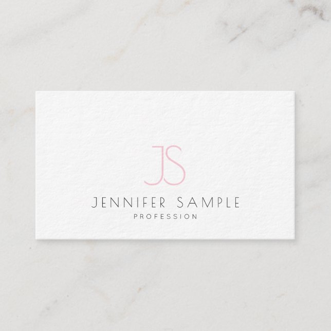 Elegant Simple Plain Pink Monogrammed Modern Cool Business Card (Front)