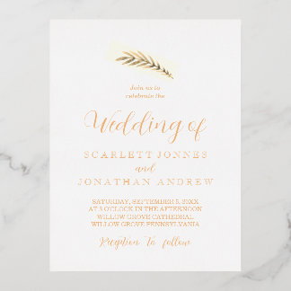 Elegant Simple Plant Wedding Foil Holiday Postcard