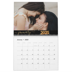 Elegant Simple Playful Script Family Photos Calendar