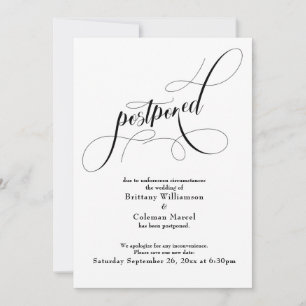 Elegant Simple Postponed Wedding Announcement