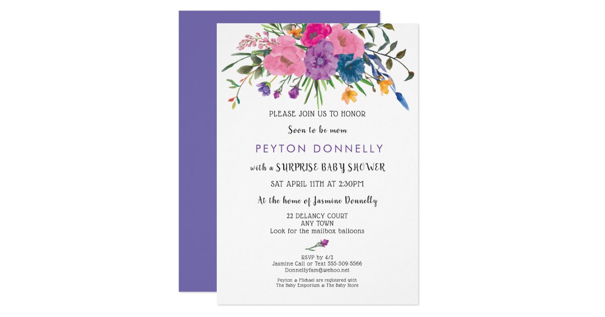 Elegant Simple Pretty Floral Baby Shower Invitation Zazzle Com