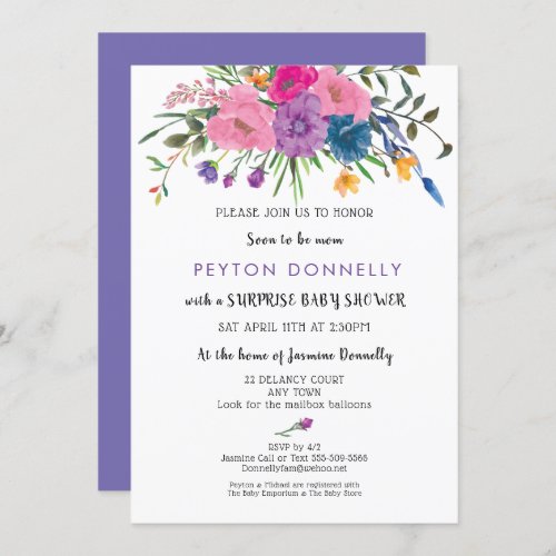 Elegant Simple Pretty Floral Baby Shower Invitation