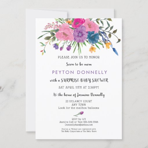 Elegant Simple Pretty Floral Baby Shower Invitation | Zazzle