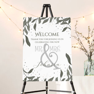 Elegant Simple Pretty Leaves Reception Welcome Foam Board