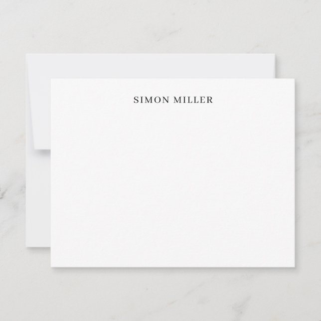 Elegant Simple Professional Classic Black Gray Note Card (Front)
