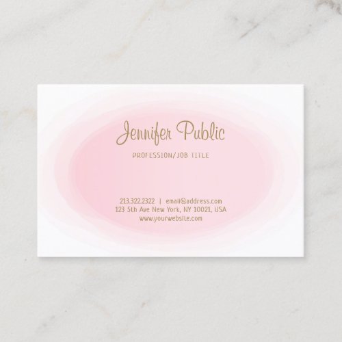 Elegant Simple Professional Modern Blush Pink Gold Business Card