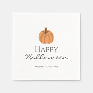 Elegant Simple Pumpkin Happy Halloween Napkins