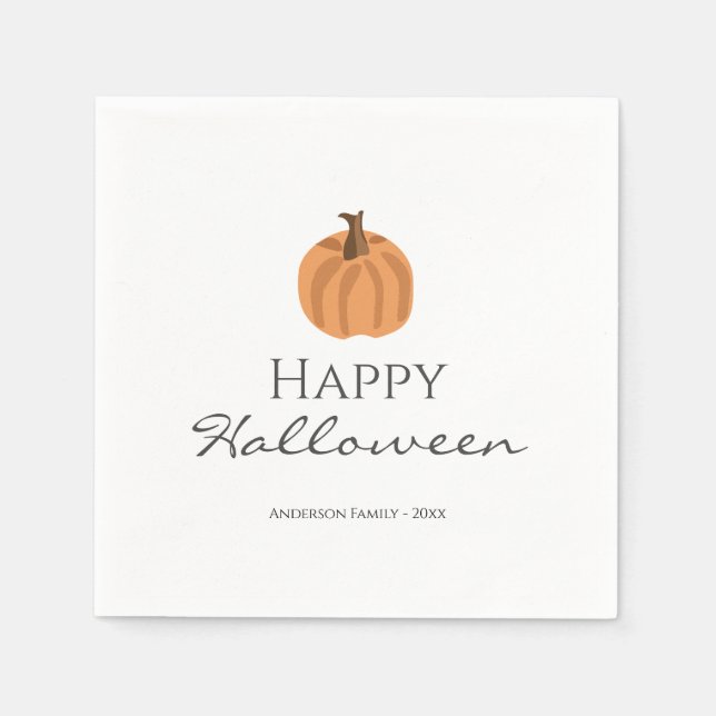 Elegant Simple Pumpkin Happy Halloween Napkins (Front)