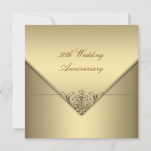 Elegant Simple Pure Gold 50th Wedding Anniversary Invitation