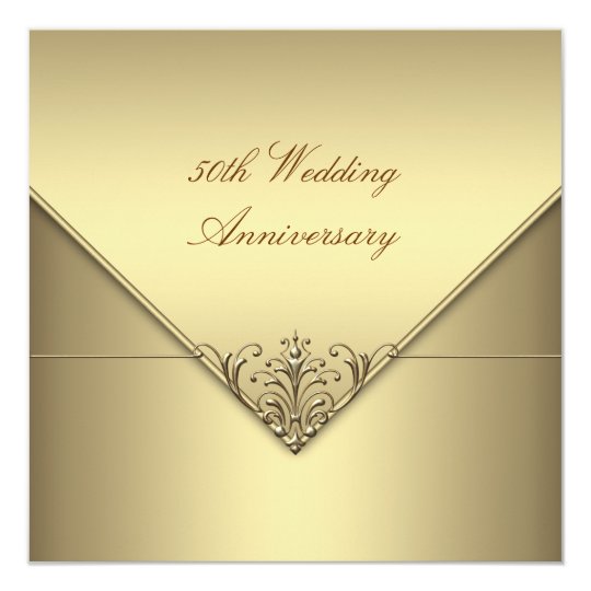 Elegant Simple Pure Gold 50th Wedding Anniversary Invitation | Zazzle.com