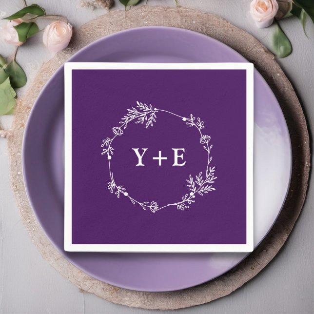  Elegant Simple Purple Monogrammed Wedding Napkins (Creator Uploaded)