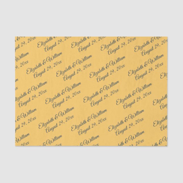 Elegant Simple Ray Flower with Monogram Wedding Tissue Paper (Front)