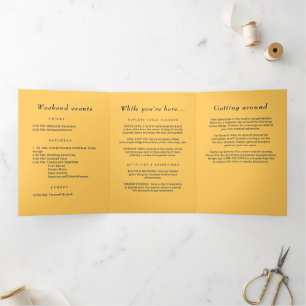 Elegant Simple Ray Flower with Monogram Wedding Tri-Fold Program