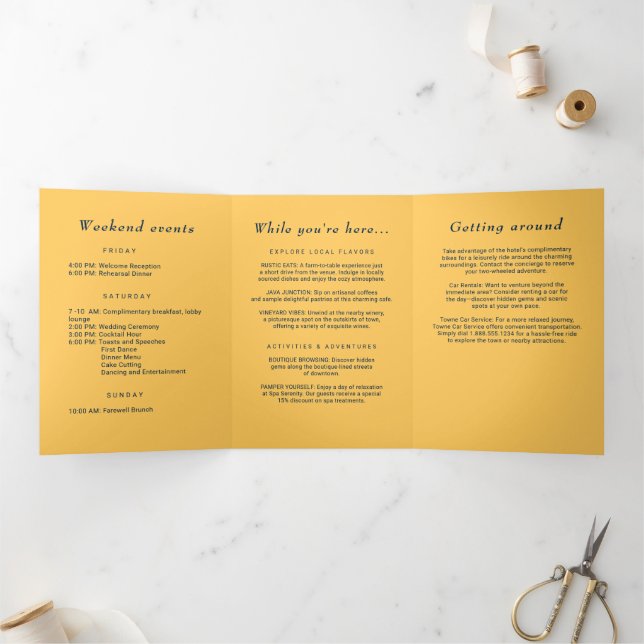 Elegant Simple Ray Flower with Monogram Wedding Tri-Fold Program (Inside)