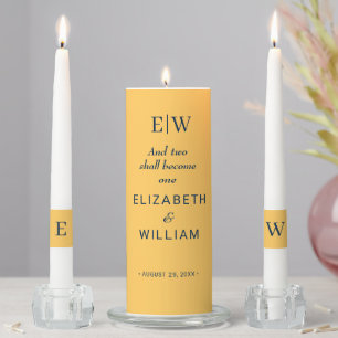 Elegant Simple Ray Flower with Monogram Wedding Unity Candle Set