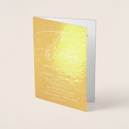 Elegant Simple Real Gold Details Wedding Foil Card | Zazzle