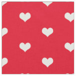 Elegant Simple Red and White Hearts Pattern Fabric