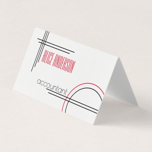 Elegant simple red black white geometric modern  business card